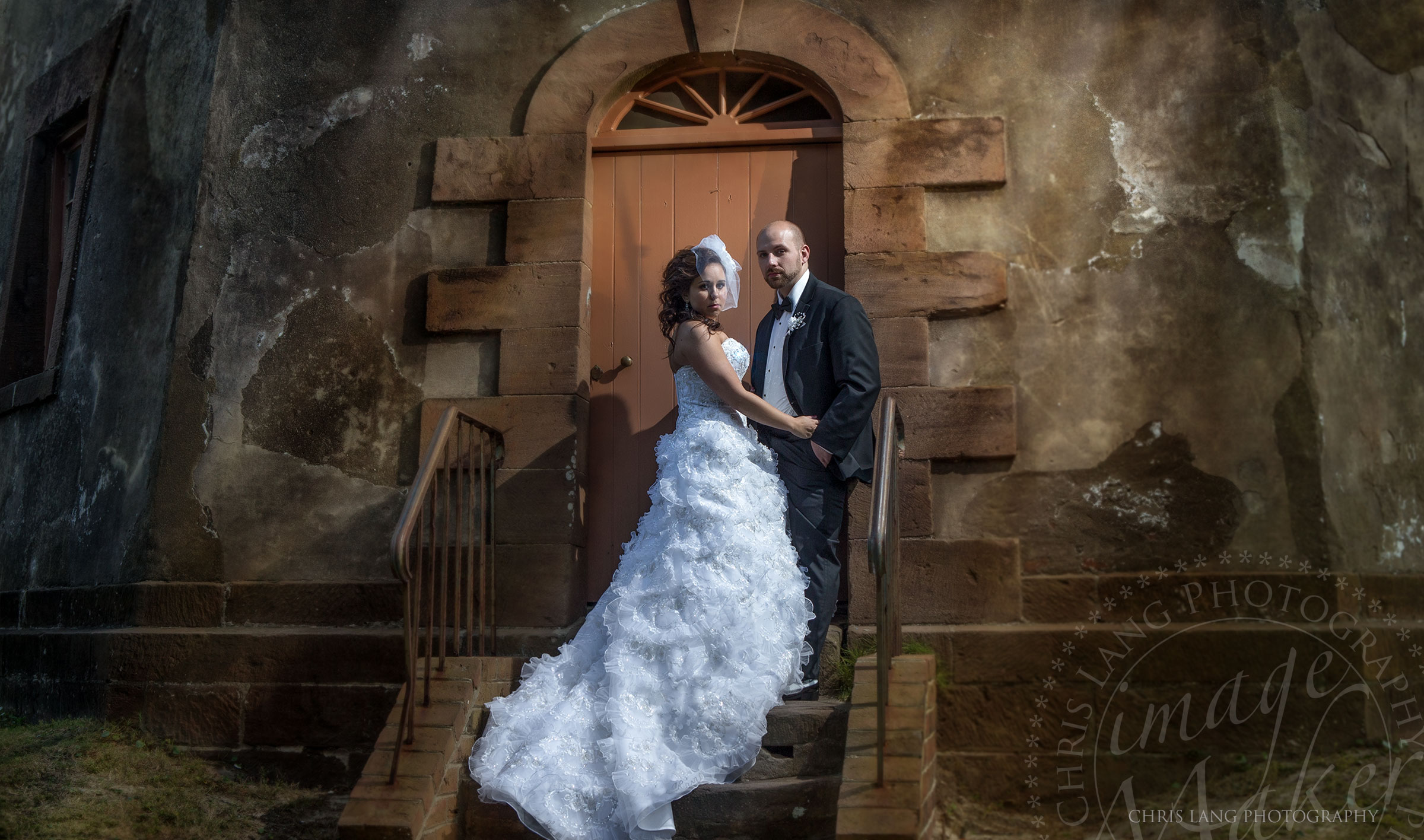 Wedding Photography - Bald Head Island North Carolina Wedding Photographers - Bride - groom - old baldy light house - Stunning wedding photo  - Chris Lang Photography