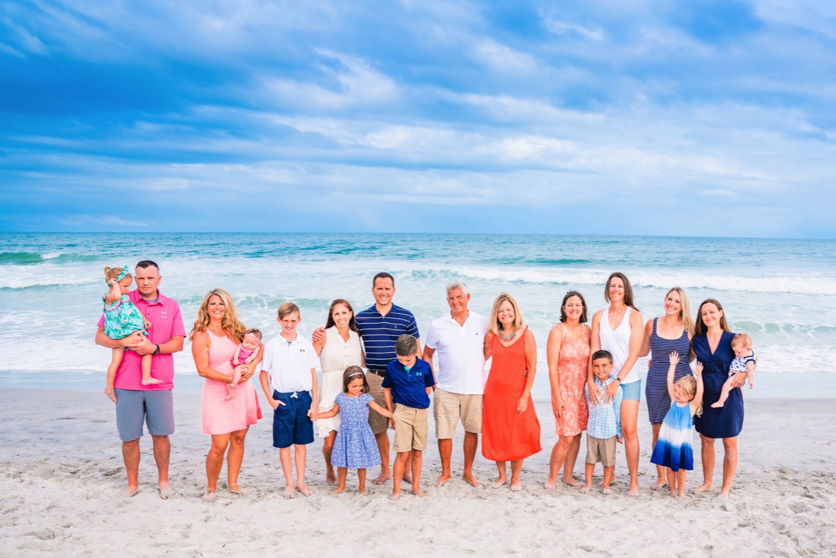 Large group of family picture on the beach - opsail Island Photography - Topsail Island NC Photographers - Chris Lang Photography -  Beach Photography - 