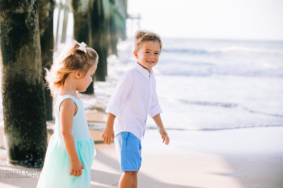 Little kids walking on the beach - Topsail Island Photography - Topsail Island NC Photographers - Chris Lang Photography -  Beach Photography - 