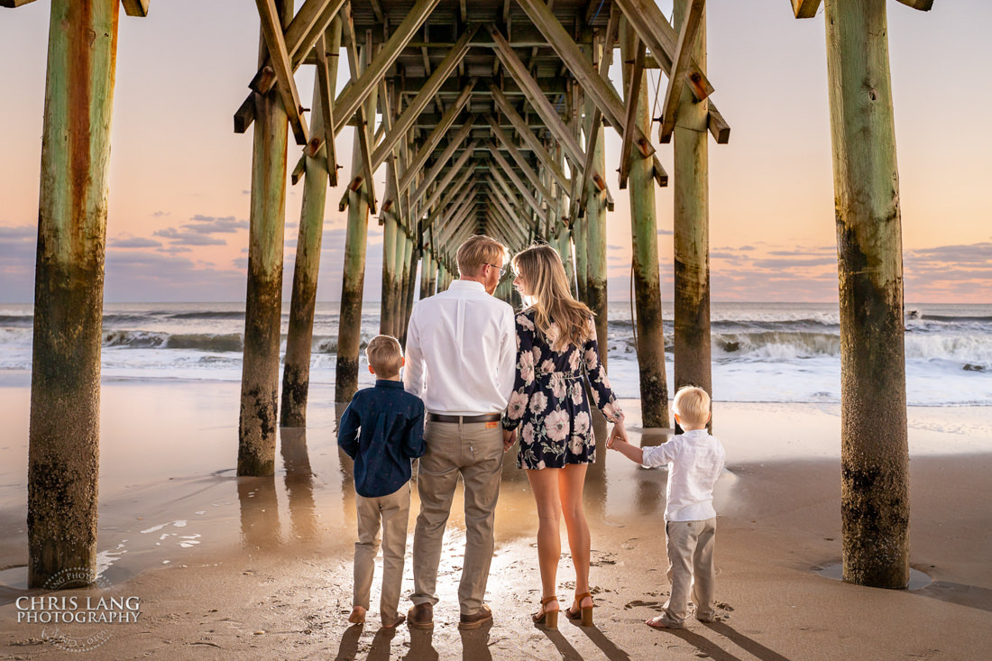 Sunset Photo - Family picture - Surf City Pier - Topsail Island Photography - Topsail Island NC Photographers - Chris Lang Photography -  Beach Photography - 