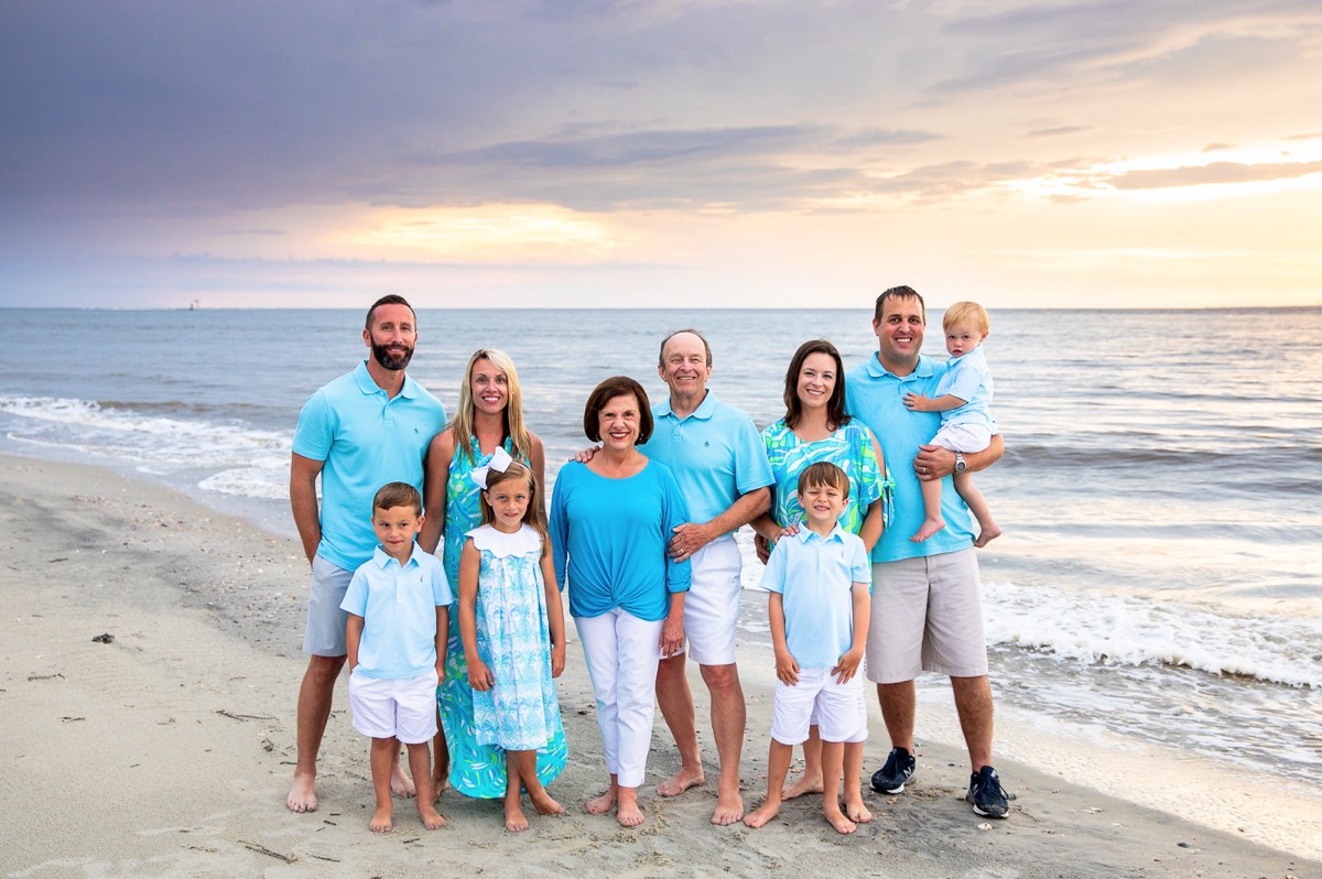 Family picture on the beach at bald head Island - family portraits - family picture - family photography - wilmington nc family photogrpahers - chris lang photography