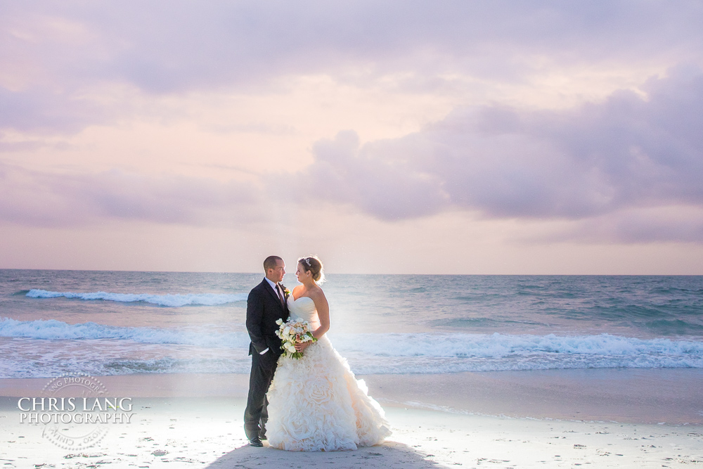 sunset wedding picture- bride & groom - atlantic ocean - wedding dess - beach weddings - beach wedding picture - wedding ideas - beach wedding photography - Chris Lang Photography