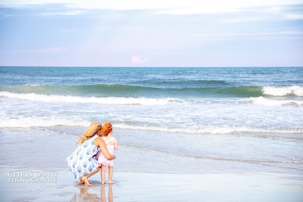 Mom and little daughter watching the waves - Atlantic Ocean -Figure Eight Island Photography - Photographers - Figure 8 Island  - Photography Services - Chris Lang Photography - 
