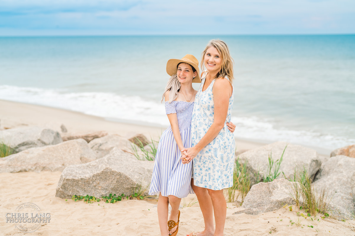 Mom - Daughter - Sun dress  - sun hat - Fort Fisher- Family Photo Session- Fort Fisher Photography - Photos in Fort Fisher - Family Portraits -