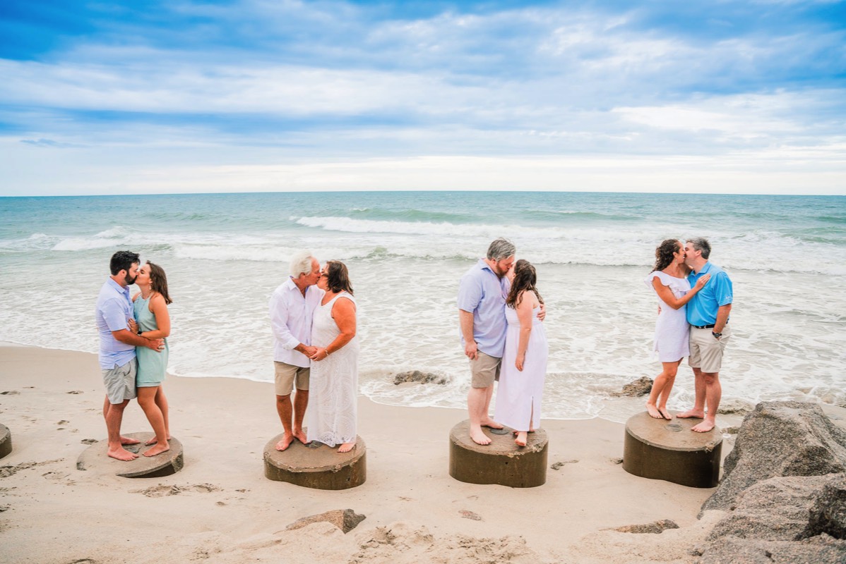 Generation photo of coupeles kissing on the beach - Fort Fisher- Family Photo Session- Fort Fisher Photography - Photos in Fort Fisher - Family Portraits -