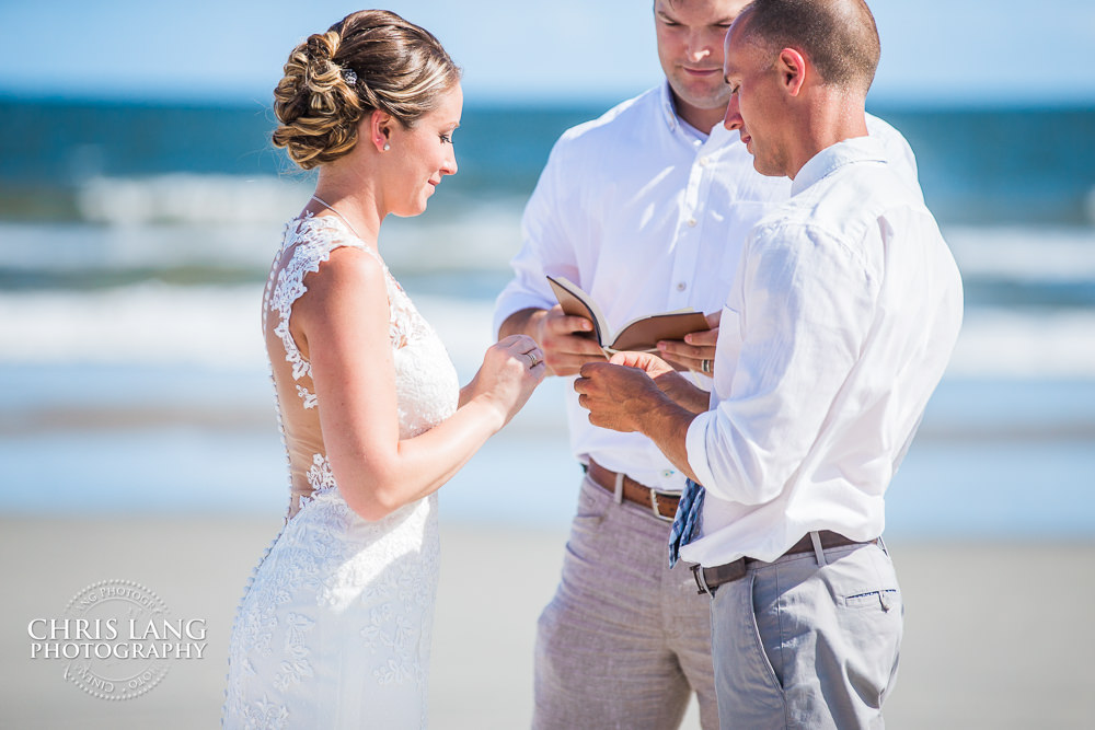 Bride ad groom ring exchange   - Beach Wedding Photography, Beach Wedding Photographers - Beach Wedding Ideas - Chris Lang Photography