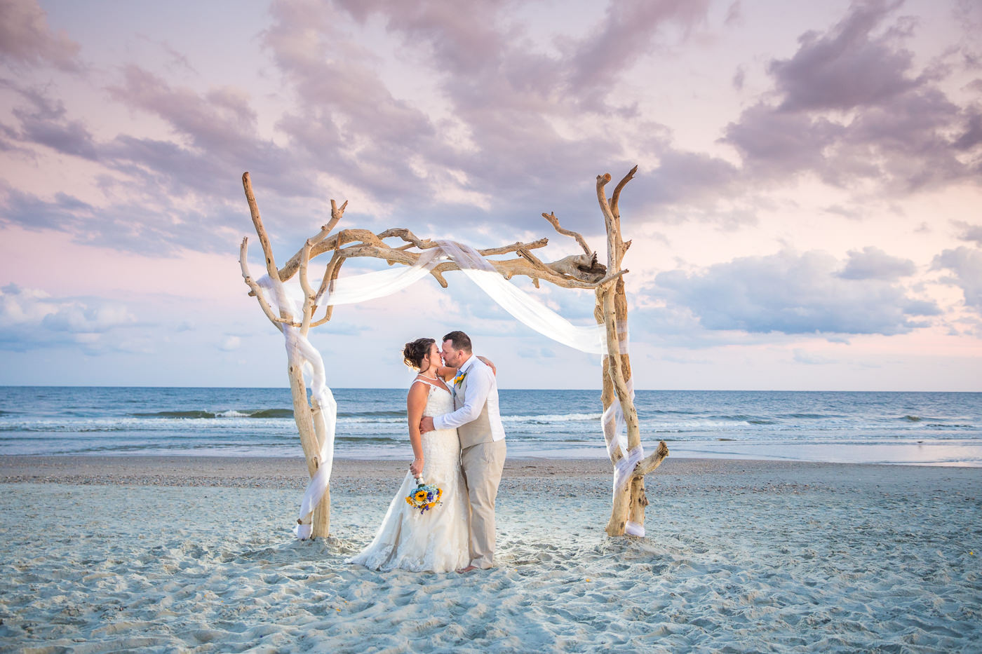 Wrightsville Beach Weddings - Beach Wedding Photographers - Beach Wedding Ideas- Bride- Groom - Beach - Wood Alter -  Ocean - Chris Lang Photography