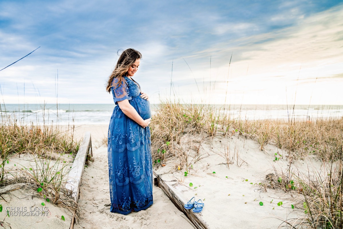 maternity photo on the beach - blue maternity dress -  maternity - wilmington nc maternity photographers - chris lang photography -  pregnancy photos -  maternity photo ideas