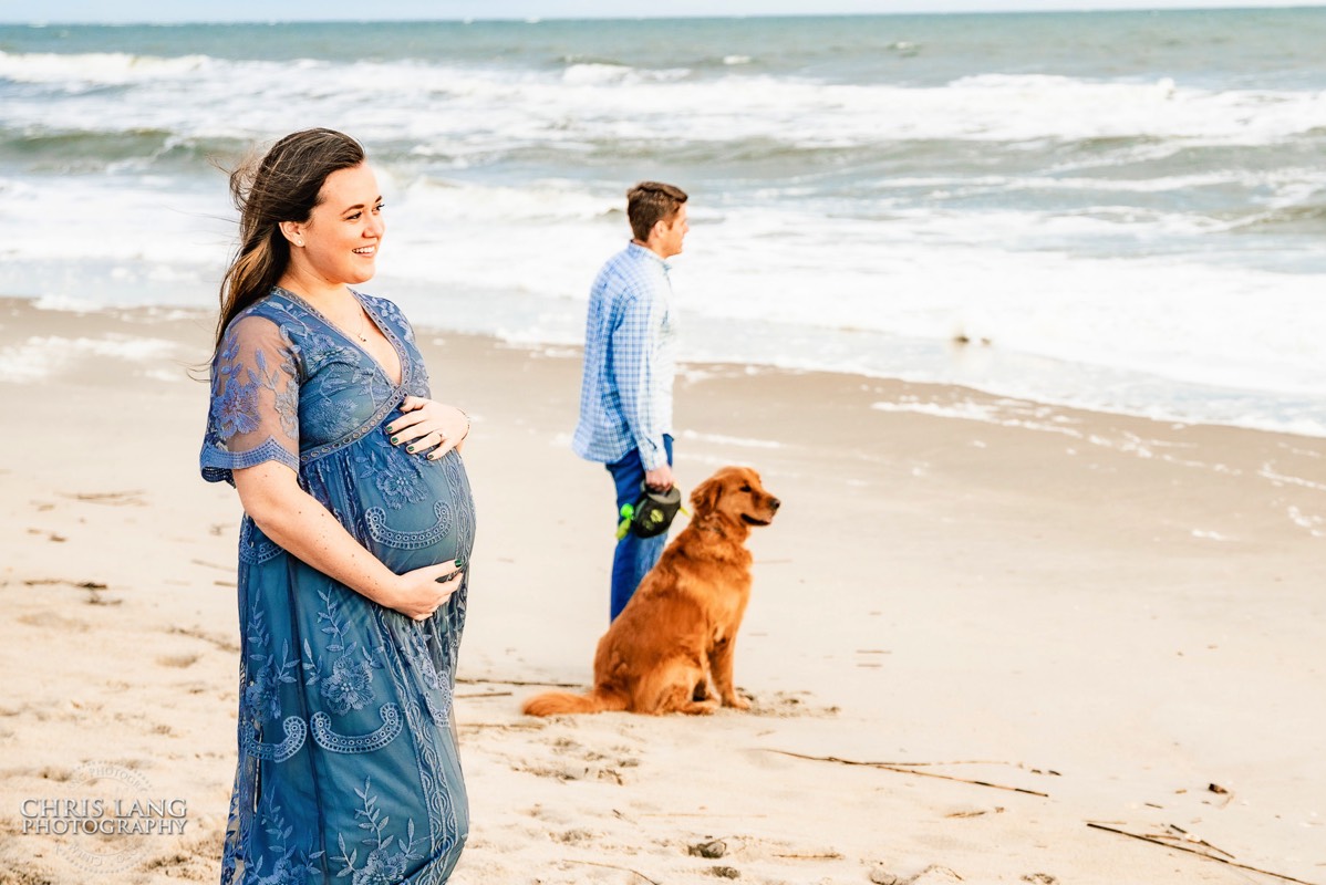 beach materity photo - family on the beach with dog -  maternity - wilmington nc maternity photographers - chris lang photography -  pregnancy photos -  maternity photo ideas