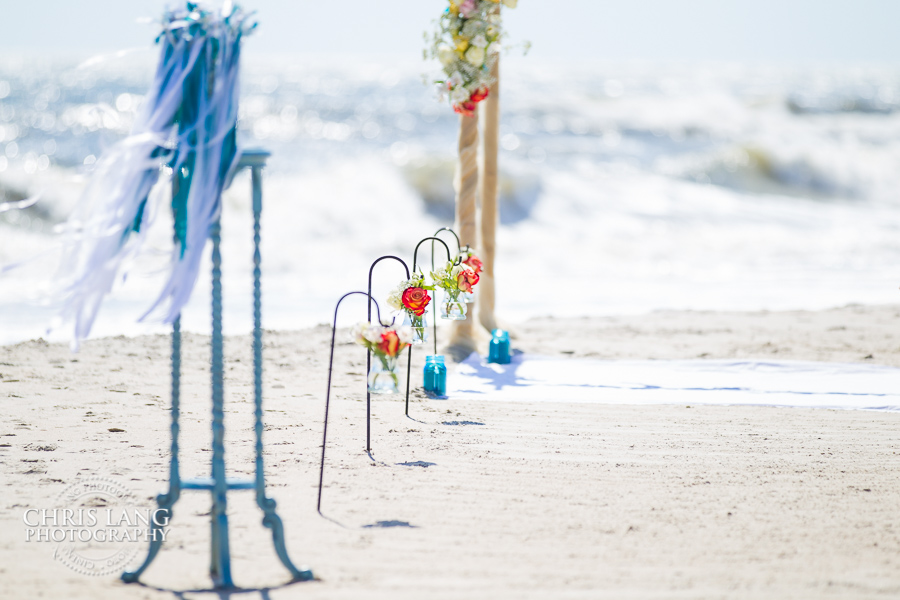 Wedding setup-details of Topsail Island Beach Wedding -Beach Wedding Photography