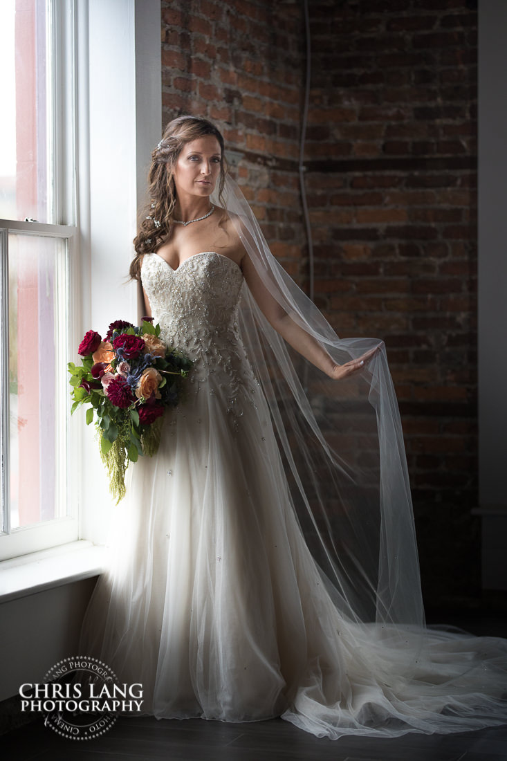 Downtown Wilmington NC Bridal Portraits - Bridal Photography Weddign Dress - Bridal Portrait Photographers